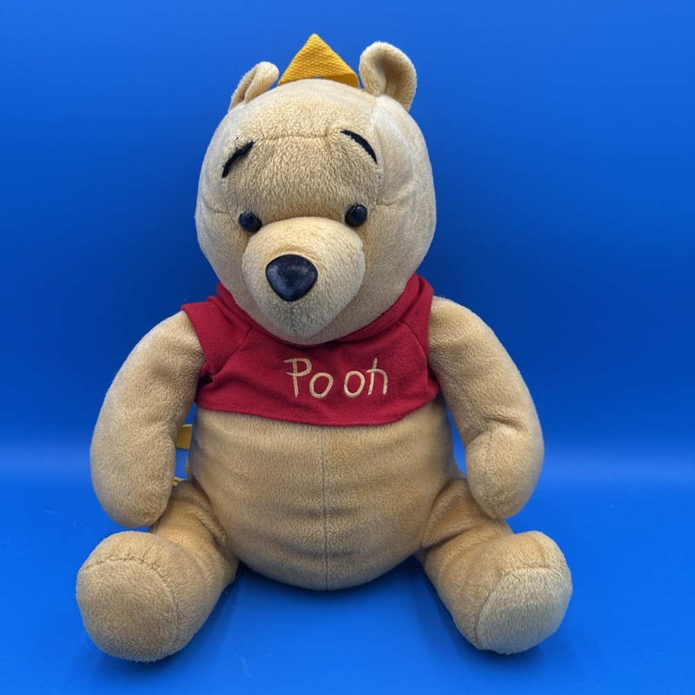 Vintage Disney Winnie The Pooh Plush Backpack Yellow Strap Stuffed Bear